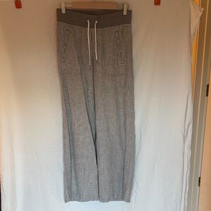 Athleta Gray Linen Pants Size 2 Stretch Waist Pull-On Cozy Travel